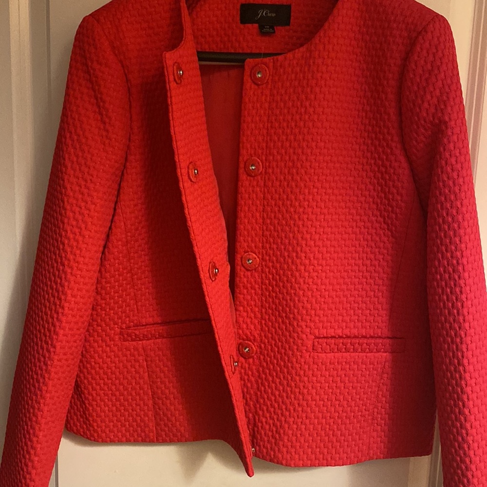 JCrew portfolio cropped jacket, 3/4 sleeves Bright Fuchsia color - Picture 4 of 6